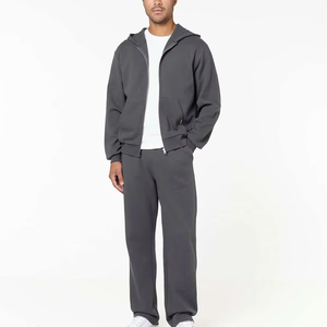 Mens Streetwear Hooded Acid <b>Wash</b> Solid Tracksuit <b>Set</b> with Custom Logo and Contrast Piping Accents Leisurewear Tracksuits - Product Image 3
