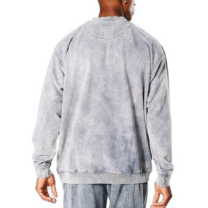 Sweat-shirts délavés pour hommes, sur mesure, 100 % coton French Terry, vierges, streetwear uni, col rond, sweats à capuche pour hommes à épaules tombantes - Product Image 5