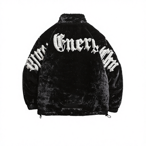 Blouson Bomber Unisexe en Jean à Col Rond avec Logo Brodé sur le Devant et Impression par Décoloration, Respirant et Séchage Rapide, Collection Hiver/Printemps - Product Image 5