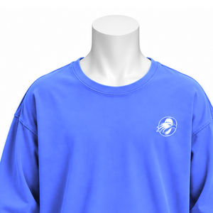T-shirt à manches longues inversé bleu roi, coupe oversize, en coton délavé, épaules tombantes, style streetwear décontracté, haut unisexe tendance - Product Image 3