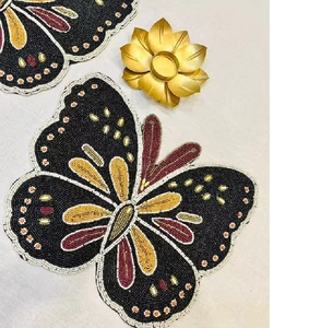 handcrafted beaded round placemat Design Placemat by Saro Lifestyle Shamrock Coquette Bow Placemat table mat or placemat Beaded - Product Image 5