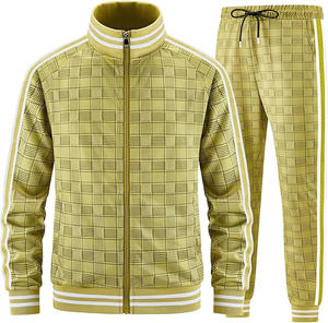 Mens Premium Tracksuit Set Cotton <b>Fleece</b> Hoodie Jogger Pants Full Zipper Casual Custom Logo Sportswear - Product Image 6