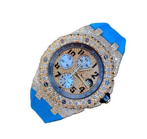 Hot Sale Luxury Men's Mechanical <b>Watch</b> White Gold Hip Hop Style Business Leather Strap Top Steel Strap for VVS Moissanite <b>Watch</b> - Product Image 1
