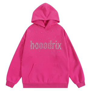 เสื้อฮู้ดดี้ประดับเพชรแบบขายส่ง รับทำตามสั่ง ปักลายแบบฮอตฟิกซ์ สกรีนลายแบบซับลิเมชั่น เสื้อผ้าสตรีทแฟชั่น ฮู้ดดี้ขายส่ง MOQ ต่ำ รับทำโลโก้แบรนด์ส่วนตัว - Product Image 2