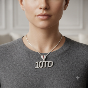 Breloques tendance en argent 925 glacé, personnalisables avec initiale, nom, numéro, diamant Moissanite, style Hip Hop, lettre, fermoir cœur brisé, émail, pour fête - Product Image 2