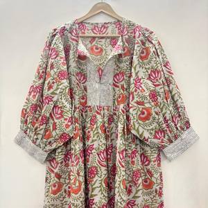 Vestido Casual Midi para Mujer, Tejido 100% Algodón, Liso, Manga Corta, Cintura Imperio, Estilo Babydoll, Cuello en V, Holgado, Funcional - Product Image 3