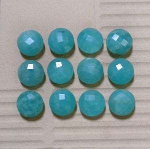Cabochon rond en amazonite, pierre précieuse facettée, lisse et polie, dos plat, pierre naturelle pour la fabrication de bijoux, fournitures artisanales - Product Image 2