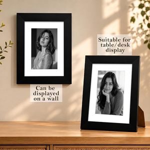 Cadre photo en bois minimaliste rectangulaire vertical noir durable fait main pour table, impression numérique moderne, décor couleur pleine. - Product Image 4