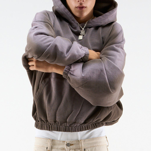 Sweat-shirt à capuche surdimensionné pour homme, en molleton épais, style vintage délavé à l'acide, streetwear pour l'hiver - Product Image 3
