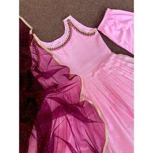 DISEÑADOR KOTA CHEX DIGITAL IMPRESO REAL ESPEJO TRABAJO BATA INFERIOR CON DUPATTA ROSA - Product Image 4