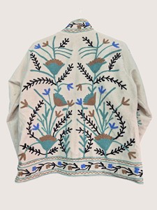 Manteau brodé floral de style chinois grande taille à manches longues et col mandarin, vêtement d'extérieur décontracté pour femme 100 % coton, idéal pour le printemps - Product Image 2