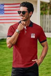 Camisetas Polo con Bandera Americana para Hombre, Polos Patrióticos de Golf 1776, Camisetas de Algodón Piqué - Product Image 3