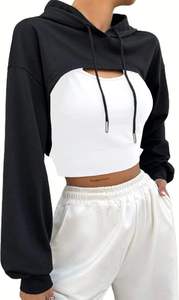 เสื้อครอปฮู้ดดี้ผู้หญิงขายส่ง โลโก้สั่งทำ ผ้าฝ้ายเฟรนช์เทอร์รี่ น้ำหนักเบา เสื้อสเวตเชิ้ตครอป สไตล์ลำลอง แฟชั่นพรีเมียม สตรีทแวร์ - Product Image 3