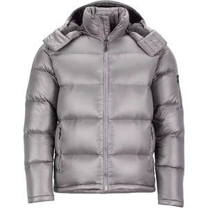 Custom <b>Men</b> Premium Silver Grey Puffer <b>Jacket</b> Removable Hood Winter Thermal Down Coat Custom Logo Luxury Outerwear - Product Image 1