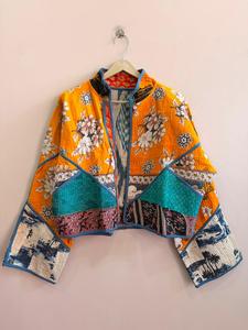 Lot en gros de vestes Kantha artisanales assorties, vintage, réversibles, style bohème, coupe courte Kiara - Product Image 3