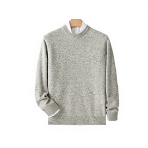 Pull en tricot uni pour homme, manches longues, coupe classique, gris, automne, 2027 - Product Image 1
