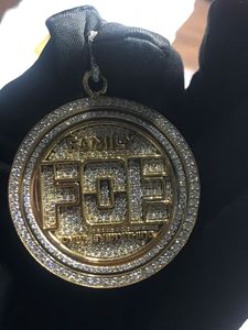 Collar con Colgante Redondo Estilo Hip Hop, Chapado en Oro, con Incrustaciones de Moissanita, Medalla de Plata 925, Certificado IGI, para Aniversario o Uso Diario - Product Image 3