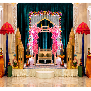 เวทีงานเมห์นดีธีมราชสถานสีสันสดใส ปรับแต่งได้ตามต้องการ สำหรับงานกรันด์ซานกีต์กลางคืน ตกแต่งเวทีงานแต่งงานกลางแจ้งในสหราชอาณาจักร - Product Image 1