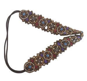 Gomas opacas bordadas a mano para niña, diadema con cuentas de cilindro, diademas de moda - Product Image 1