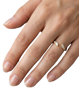 แหวนทองคำแท้ 14K ทรงมาร์คีส์ประดับเพชรทรงกลมแบบปรับได้ ดีไซน์มินิมอล แหวนเพชรเพาะเลี้ยงในห้องปฏิบัติการ แหวนแบบซ้อนได้ แหวนสองเม็ดแบบเปิด - Product Image 6