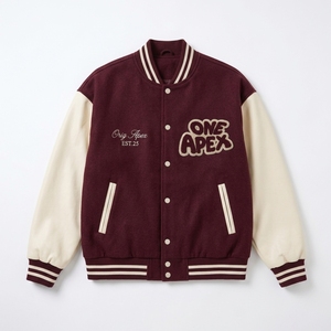 Custom Maroon <b>letterman</b> <b>Jacket</b> Women's <b>Letterman</b> <b>Jacket</b> With Cream Sleeves Embroidered Streetwear Bomber <b>Jacket</b> - Product Image 4