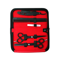 Ensemble de ciseaux de barbier professionnels OEM de haute qualité en acier inoxydable, lames aiguisées de sécurité, lames de 6 pouces, kit de coupe de cheveux noir