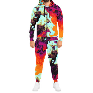 Wholesale Streetwear Regular Fit Heavyweight Winter Hoodie & Pants Sets Men Custom Logo Sublimation Transfer Print Side Pockets - Product Image 1