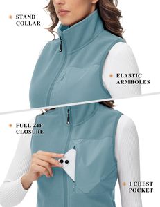 Gilets polaires en gros pour femmes – Personnalisation du logo, sans manches, couleur unie, design sur mesure, prix bas - Product Image 3