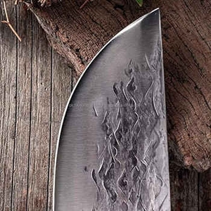 Couteau à découper en acier Damas forgé à la main, ambidextre, écologique, 6-7,9 pouces, manche en bois de rose, cuisine - Product Image 2