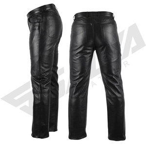 SALVA LEATHER Premium Leather Satin Lining Casual Fit 4 Pocket <b>Black</b> Waterproof Winter Midweight Motorcycle Riding <b>Pants</b> for Men - Product Image 6