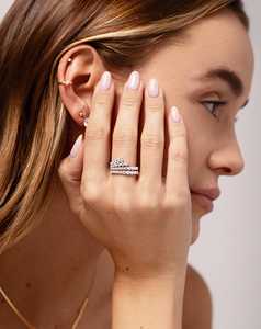 Bagues de déclaration en diamant en or massif 14K 18K, serties pavé de diamants de laboratoire ronds de 2,5 mm de large, bijoux de cocktail de luxe uniques, vente en gros - Product Image 6
