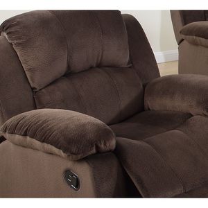Chocolate Padded Suede Metal <b>Recliner</b> Chair 1pc Motion Rocker Couch for Living Room Furniture - Product Image 5