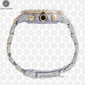Charm Jewells Men's Luxury Stainless Steel Chronograph <b>Watch</b> With Diamond Accents Folding Clasp Analog Quartz 20mm Band - Product Image 2