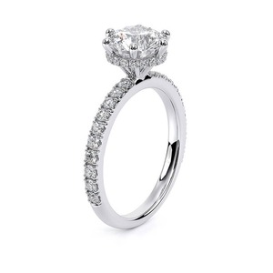 Anillo de Compromiso con Halo de Diamantes Cultivados en Laboratorio, Corte Brillante Redondo de 2.20 Quilates, Oro Blanco de 14K, 6 Puntas, Joyería Nupcial - Product Image 2