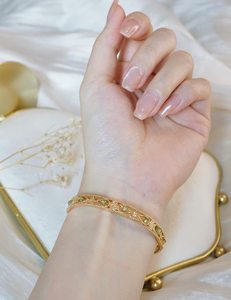 Adjustable Peridot Open Cuff Bangle Natural <b>Gemstone</b> 925 Sterling Silver 14K Gold Plated August Birthstone Gift - Product Image 3