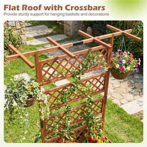 72-Inch Fir Wood <b>Planter</b> Box Raised Garden Bed Lattice Trellis Drainage Holes for Climbing Plants <b>Vegetables</b> 4.8 Garden Supplies - Product Image 5