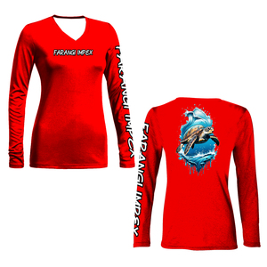 เสื้อตกปลาแขนยาวสั่งทำ OEM สีเขียว พิมพ์ลายปลา Mahi Mahi ด้านซ้ายมีโลโก้ ป้องกันแสงแดด UPF 50 แห้งเร็ว เสื้อผ้าผู้ชายสำหรับกิจกรรมกลางแจ้ง - Product Image 3