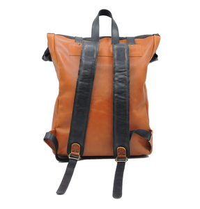 Genuine Leather Roll Top Backpack With Hasps Closure Unisex Laptop <b>Bag</b> Retro Style Softback 20-39L Capacity Shoulder Straps - Product Image 4