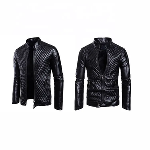 Veste de motard matelassée en cuir véritable écologique pour homme, coupe-vent, style urbain, collection hiver - Product Image 3