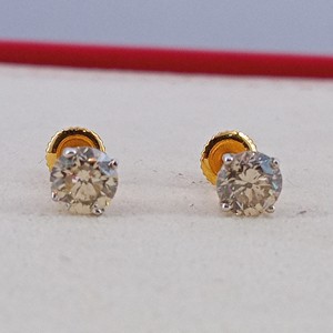 Round Cut Natural Diamond Ladies Solitaire <b>Stud</b> Earrings Womens 1.02Ct Trendy Wedding Jewelry Rhodium Plated 925 Sterling <b>Silver</b> - Product Image 1