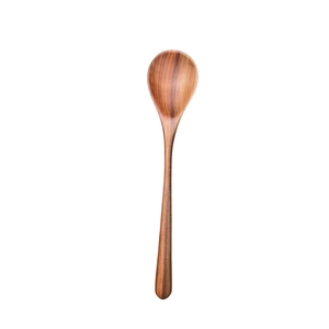 Cuchara de madera ecológica de mango largo al por mayor, cuchara pequeña redonda profunda para sopa, cuchara agitadora de madera natural para café, té y miel - Product Image 3