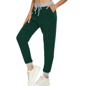Pantalones Deportivos de Punto Azules de Cintura Alta con Bolsillos, Cintura Elástica con Cordón, Largura hasta el Tobillo, Casuales para Mujer - Product Image 5