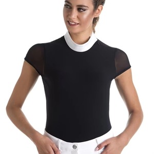 Women White Equestrian Lace Show Shirt Full Sleeve Horse Riding Competition <b>Top</b> Pullover <b>High</b> Front Knitted Custom OEM Private - Product Image 5