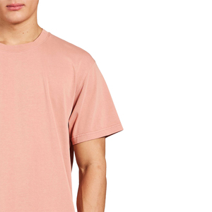 T-shirt à manches courtes pour homme, col rond, rose, coupe classique, jersey de coton, décontracté, couleur unie, design tricoté - Product Image 3