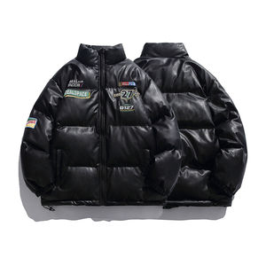 Veste en cuir matelassée personnalisée avec logo pour hommes, veste bomber en cuir personnalisée, patch brodé personnalisé, veste matelassée pour hommes - Product Image 1
