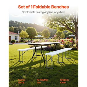 Banc pliant portable de 6 pieds avec assise lisse en HDPE, banc de patio en plastique pour intérieur/extérieur, idéal pour pique-niques, fêtes, camping et repas - Product Image 2