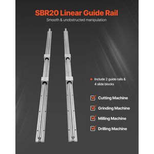 Set di movimento lineare SBR20 da 1500 mm per CNC fai-da-te e automazione, include due guide da 59 pollici e quattro blocchi SBR20UU con componenti del cuscinetto a nucleo - Product Image 2