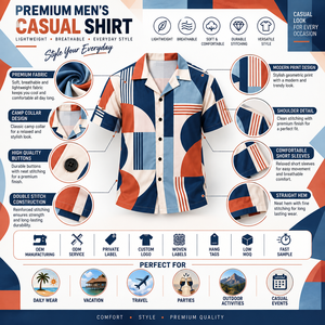 Camisa Hawaiana de Manga Corta para Hombre, con Cuello Abotonado, de Poliéster Satinado de Secado Rápido, con Estampado por Sublimación y Diseño de Logotipo Personalizado - Product Image 3