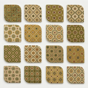Posavasos de Mármol Hechos a Mano al por Mayor con Diseño Floral Vintage en Verde Oliva y Borgoña, Tapetes para Bebidas de Piedra Natural con Bordes Suaves - Product Image 2