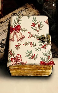 Christmas Leather Journal Festive Bells Floral Diary - Product Image 1